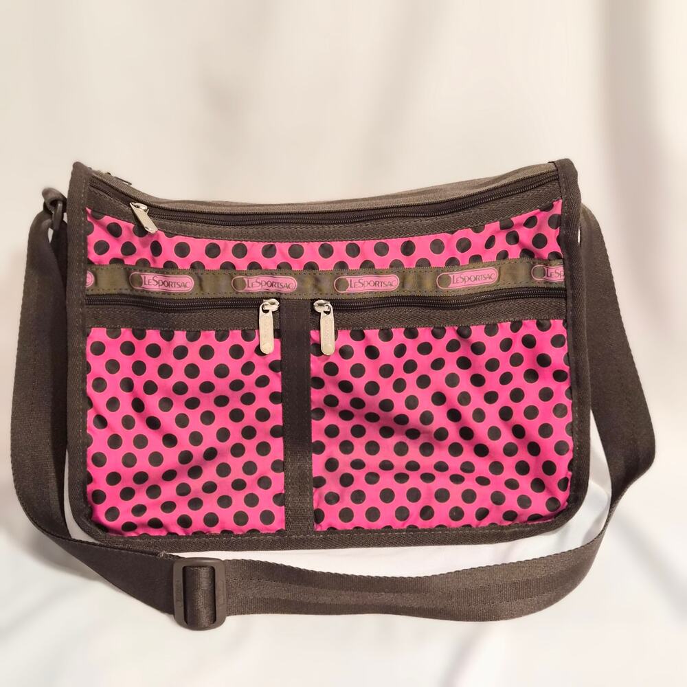 LeSportsac Deluxe Expandable Everyday Bag - Pink & Black Polka Dot